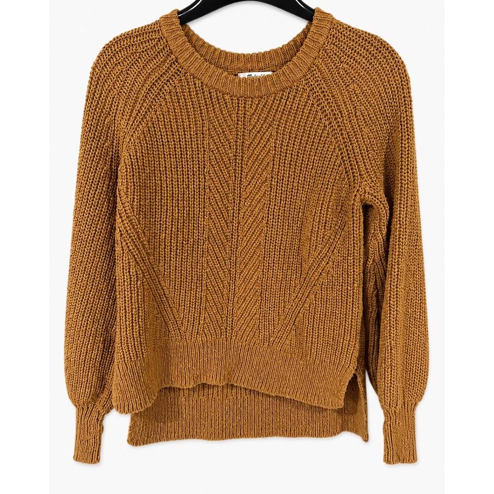 Madewell Sweater Women’s Medium Mustard Cotton Chunky Knit Pullover Boho Coastal